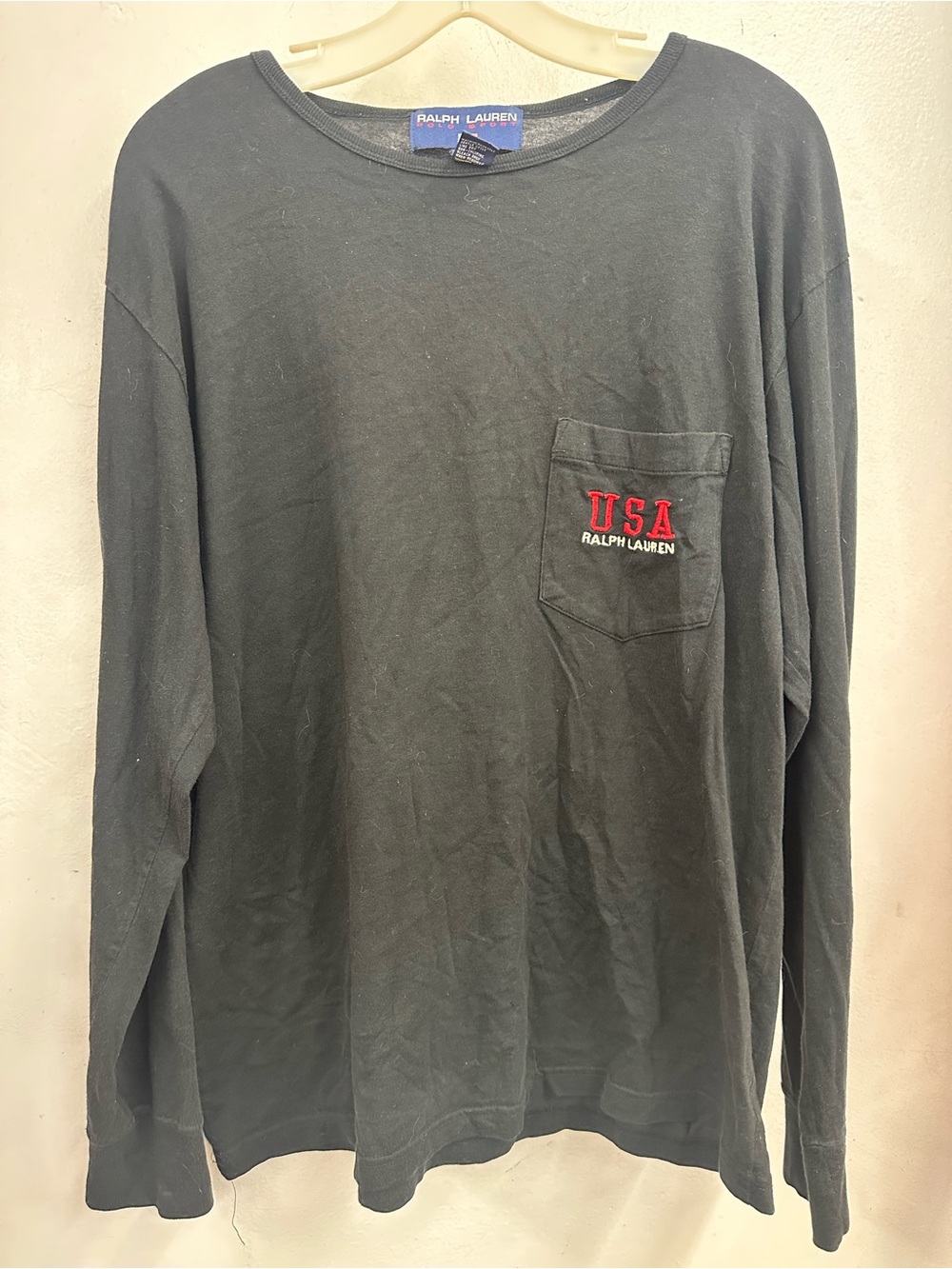 Ralph Lauren polo sport USA Pocket Long-Sleeve Shirt size large made in USA 90’s